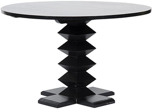 Zig-Zag Dining Table, 48" Diameter, Hand Rubbed Black