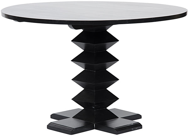 Zig-Zag Dining Table, 48" Diameter, Hand Rubbed Black