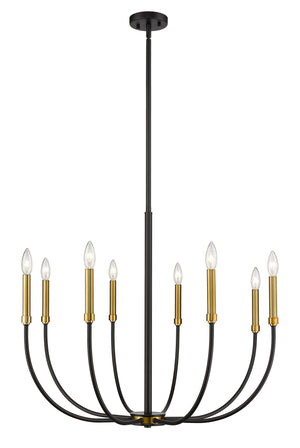 Haylie 8 Light Chandelier in Matte Black + Olde Brass Finish