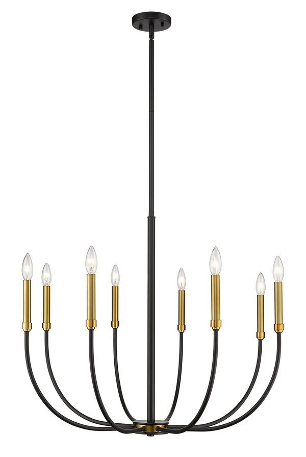 Haylie 8 Light Chandelier in Matte Black + Olde Brass Finish