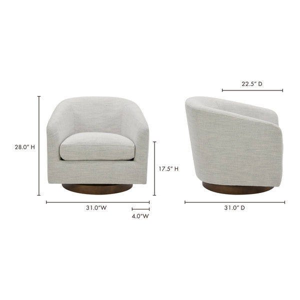 Moe's Oscy Swivel Chair in Splashed White