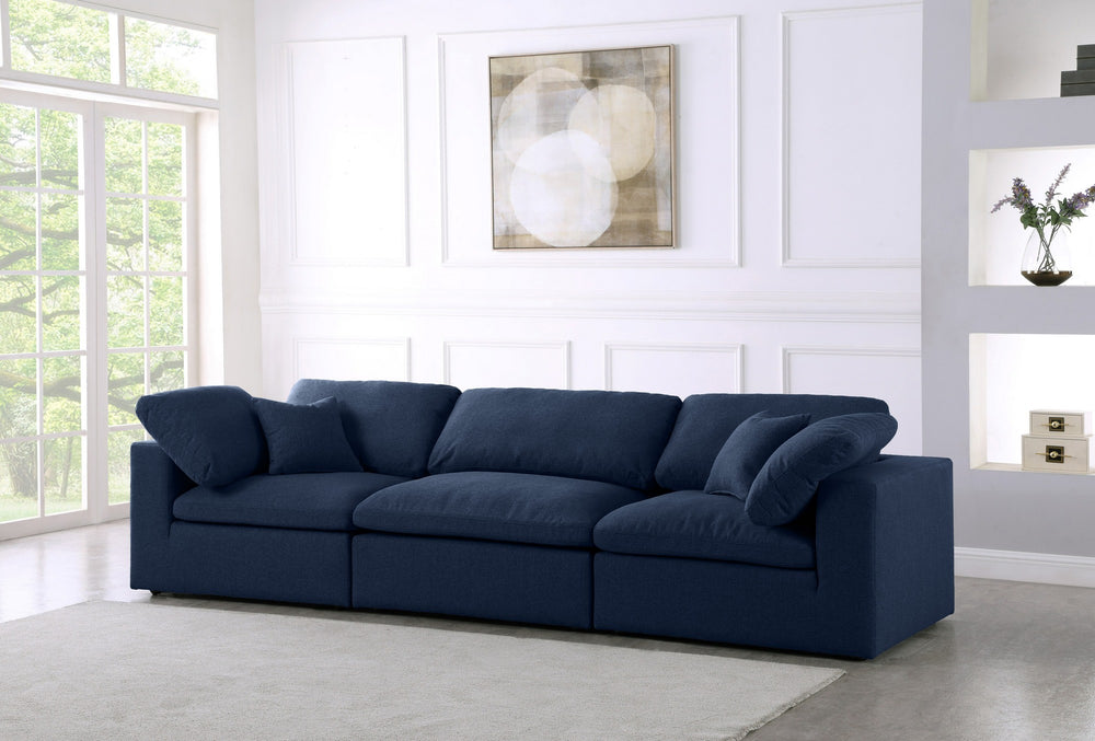 Carmen Cloud Modular Sofa In Navy Linen Fabric