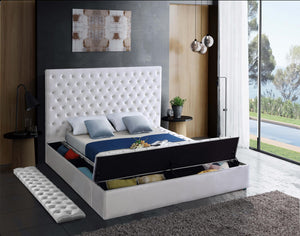 Randal King Bed In White Velvet