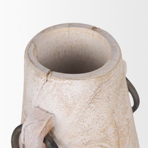 Monique Large Light Brown w/ Handles Wood Pot