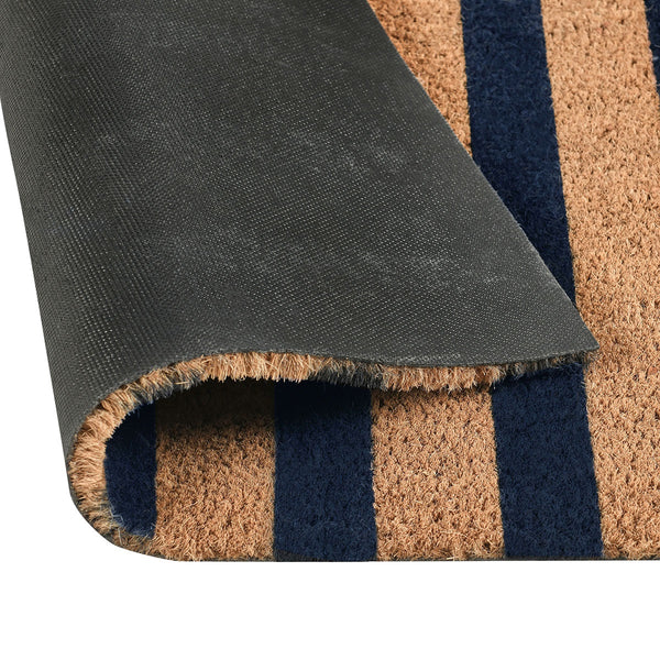 Striped Doormat 24x57 - Eco-Friendly Coconut Fiber, Navy/Natural