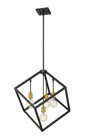 Vertical 4 Light Pendant in Bronze + Olde Brass Finish