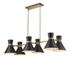 Soriano 6 Light Island/Billiard in Matte Black + Heritage Brass Finish