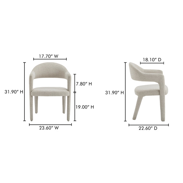 Martens Beige Dining Chair with Barrel Back