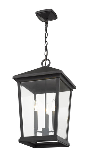 Beacon 3 Light Outdoor Chain Mount Ceiling Fixture in Black Finish