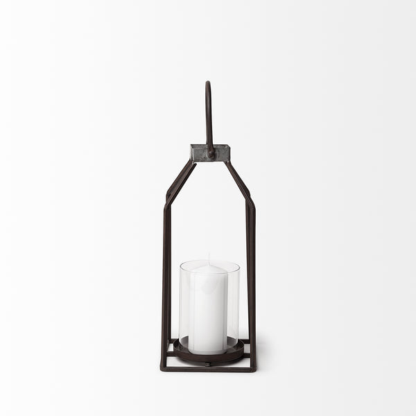 Kingston II Small Rustic Metal Framed Table Candle Holder