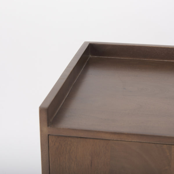 Lillie 36.0L x 16.0W x 32.0H Medium Brown Wood 2 Door Tray Top Accent Cabinet
