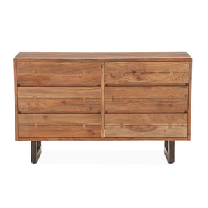 Aspen 58" Six  Drawer Dresser, Smoked Acacia