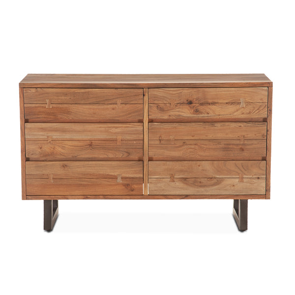 Aspen 58" Six  Drawer Dresser, Smoked Acacia