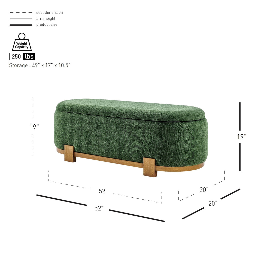 Ayleen Chenille Storage Bench, Seneca Green 