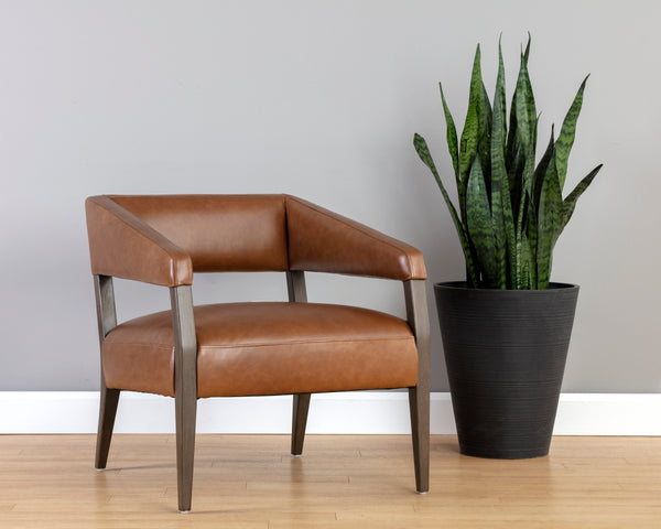 CARLYLE LOUNGE CHAIR - SHALIMAR TOBACCO LEATHER