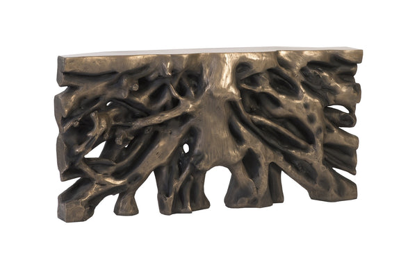Square Root Console Table, Antique Bronze