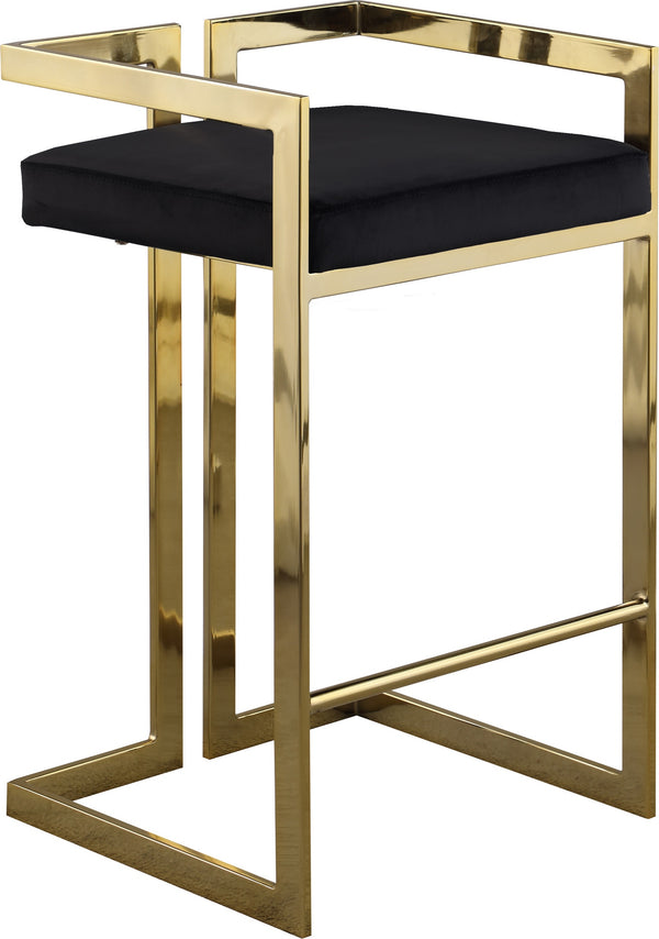 Winifred Stool In Black Velvet and Gold