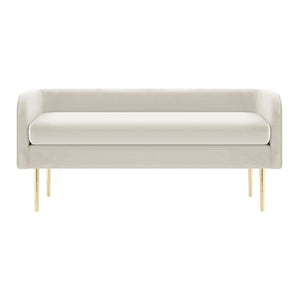 Marsha KD Velvet Bench, Dainty Cream