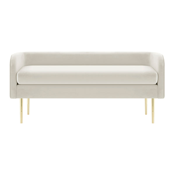 Marsha KD Velvet Bench, Dainty Cream
