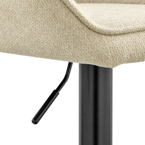 Luther Fabric Gaslift Swivel Bar Stool In Strata Cream (Set of 2)
