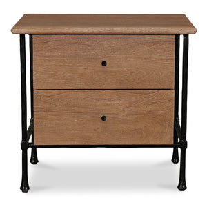 Rene Nightstand in Brown with Iron Legs