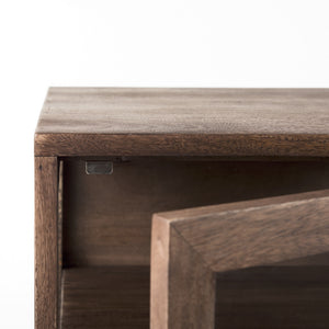 Arelius 20L x 18W x 26H  Medium Brown Wood W/ Black Metal Frame End/Side Table