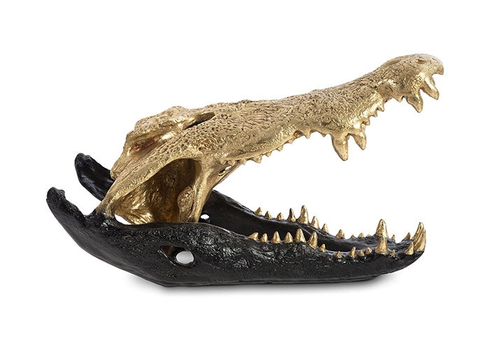 Crocodile Skull, Black/Gold Leaf