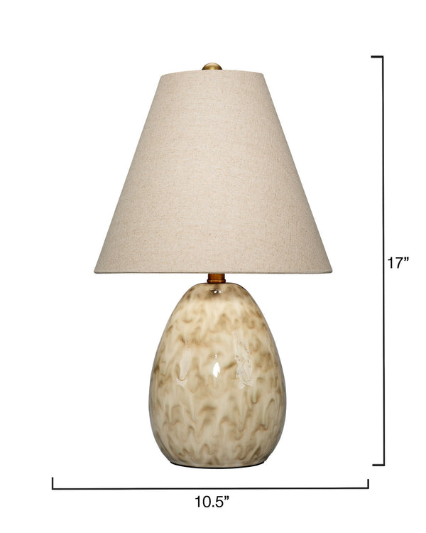 Raindrop Ceramic Table Lamp with Linen Shade, Off White
