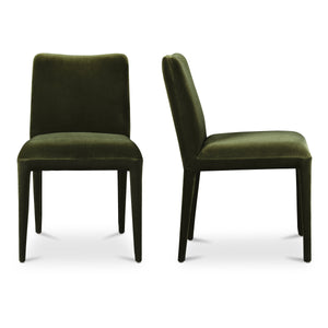 Moe's Calla Dining Chair Green Velvet, Set of 2