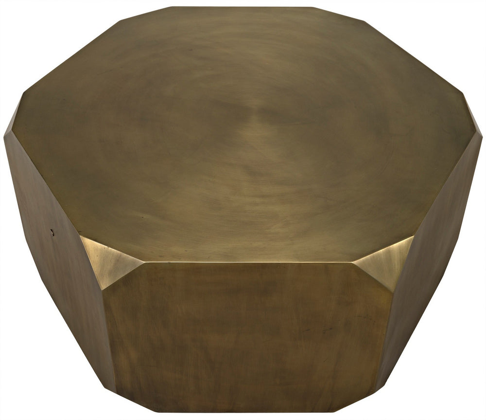 Tytus Octagonal Coffee Table in Aged Brass Industrial Steel