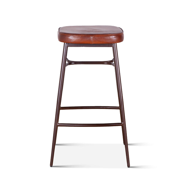 Wellington Backless Leather Bar Stool