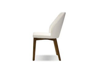 Totem Dining chair in white leatherette with walnut legs 