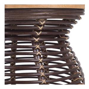 Quito Rattan Side/ End Table w/ Wood Top, Paloma Brown