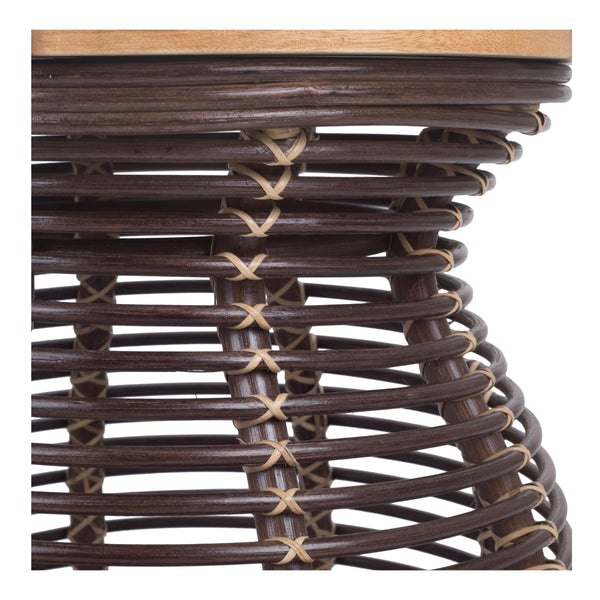 Quito Rattan Side/ End Table w/ Wood Top, Paloma Brown