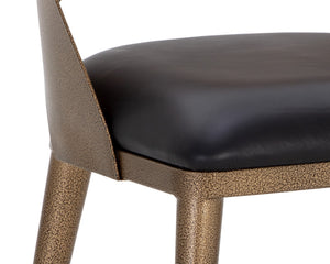 DEZIRAE DINING CHAIR - ANTIQUE BRASS - CHARCOAL BLACK LEATHER