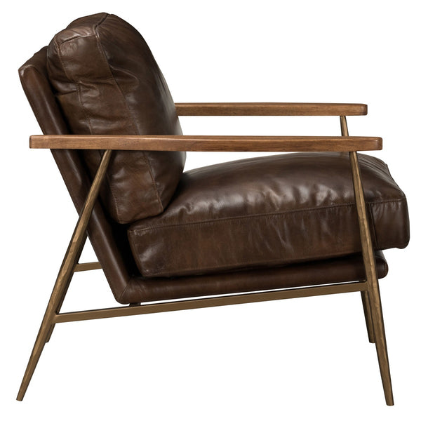 Christopher Leather Club Chair with Metal Frame - Truffle Brown