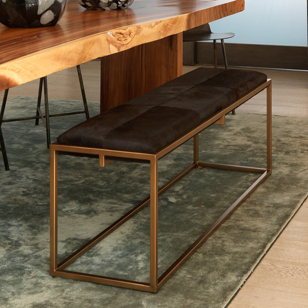 Shelby Hide Bench, Brown