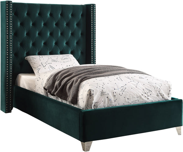 Isabel Twin Bed In Green Velvet