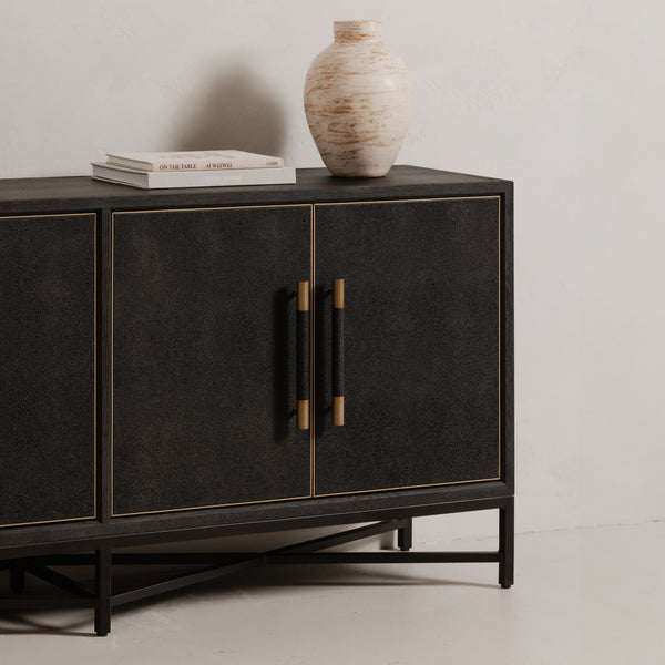 Mako Sideboard in Black Oak with Gold Accents