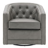 Walsh Top Grain Leather Swivel Arm Chair In Garrett Gray