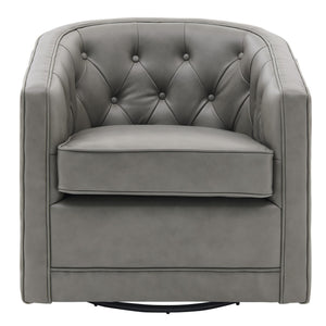 Walsh Top Grain Leather Swivel Arm Chair In Garrett Gray