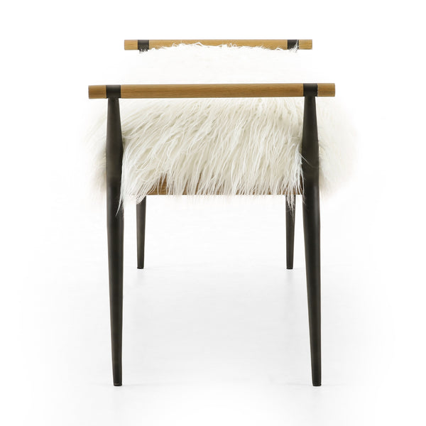 Charlotte Bench In Mongolian Cream Fur