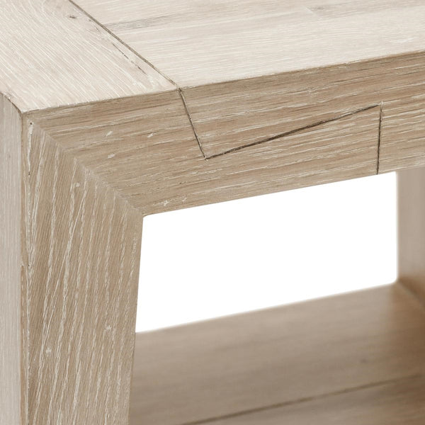 Troy Solid Wood End Table in Aged Cream