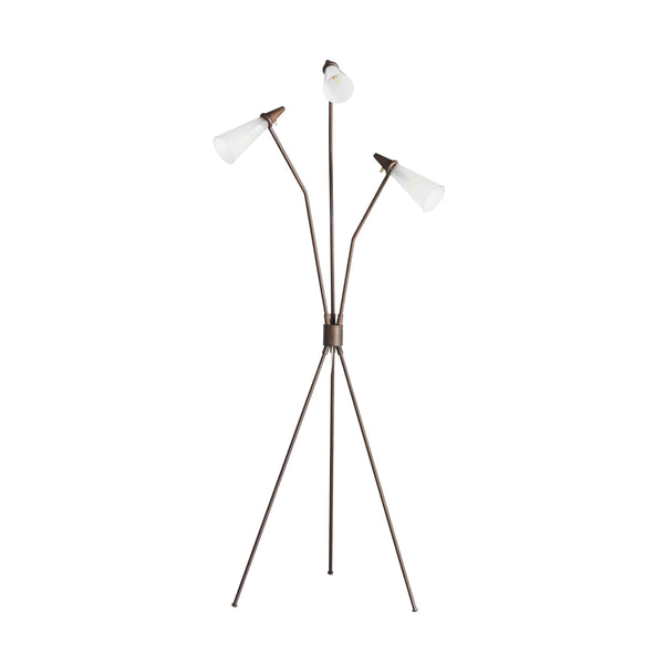 Ludwig Floor Lamp In Rust And Frosted Glass And Clear Cord