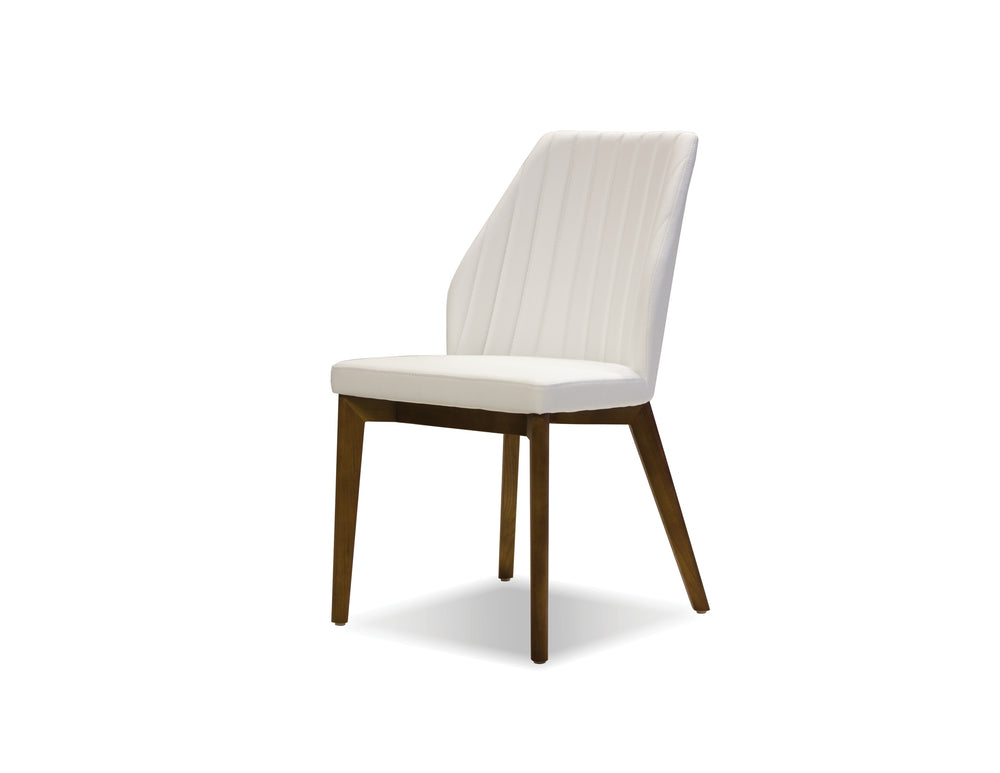 Totem Dining chair in white leatherette with walnut legs 