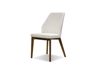 Totem Dining chair in white leatherette with walnut legs 