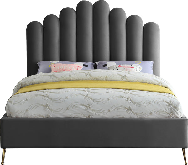 Anita Full Bed In Grey Velvet