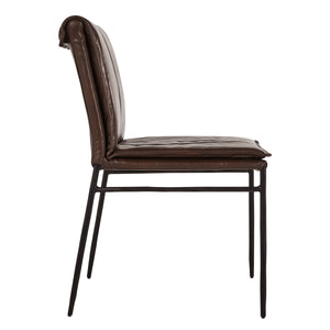 Mayer Leather Dining Chair Set of 2 with Hammered Iron Legs