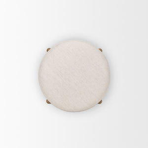 Gwynn Beige Fabric w/ Light Brown Wood Pouf