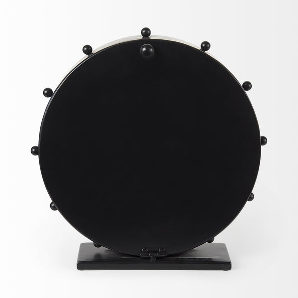 Marian 11.0L x 3.1W x 11.0H Black Studded Round Table Clock